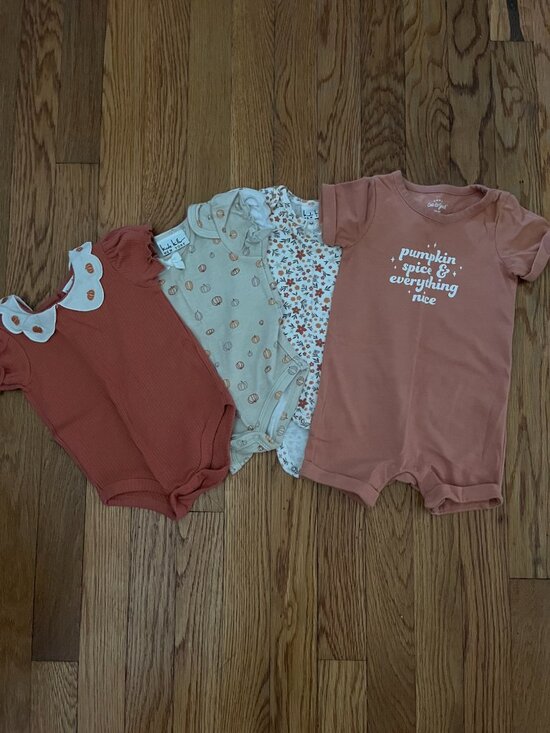 Other - Baby Girl Pumpkin Onesies, Fall LOT, Set of 4, 3-6 Months